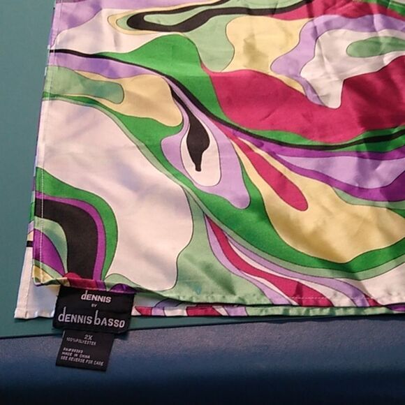 Dennis Basso 2X Polyester Abstract Scarf Cottagecore Kitsch Chic - Picture 1 of 6
